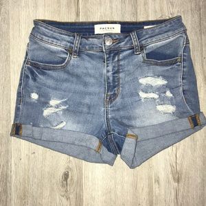 High waisted jean shorts